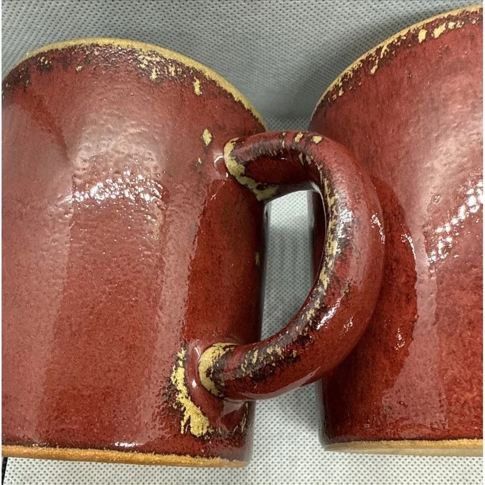 Pier 1 crackle collection mugs - 2 Mugs In Set - Red & Rust set - Excellent cups